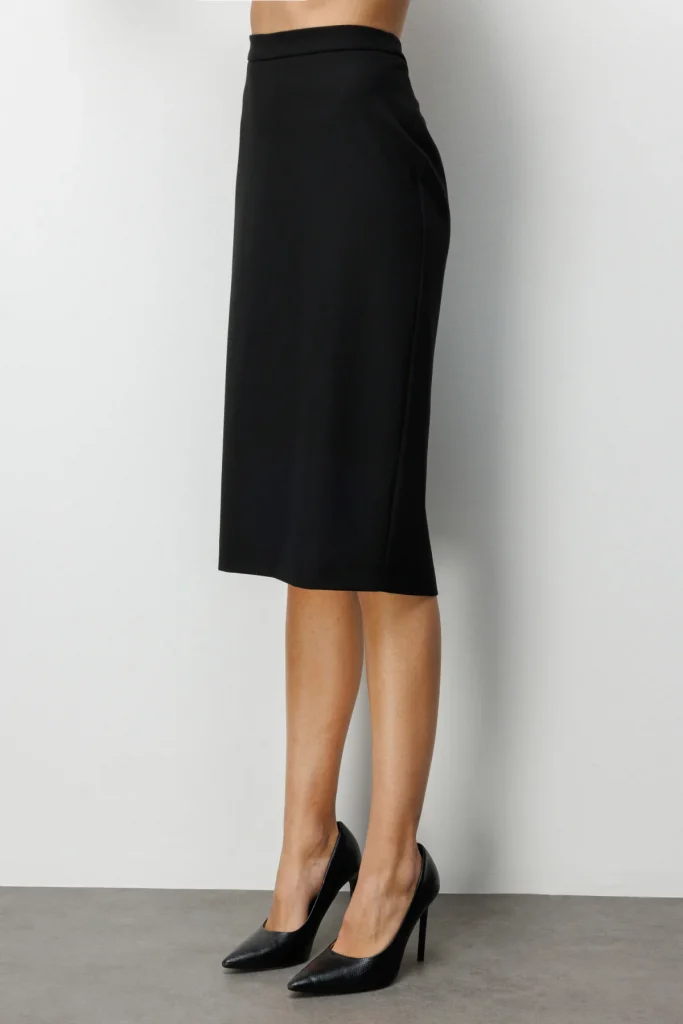 EKOL  Arkası Yırtmaçlı Kalem Etek 1086 - Siyah