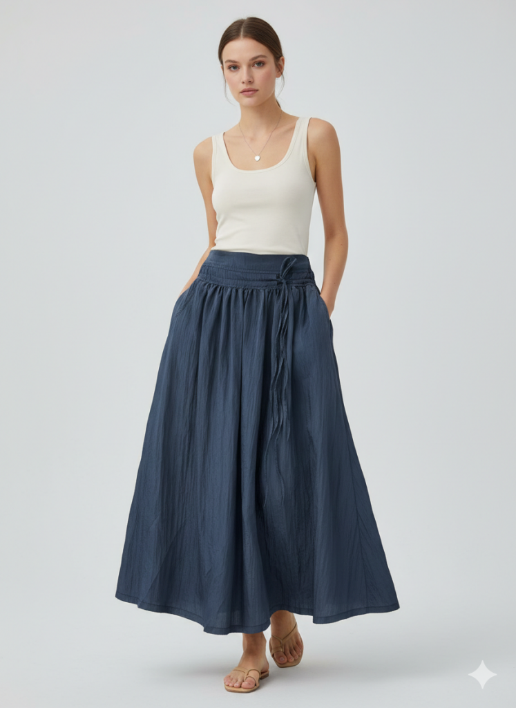 EKOL Parlak Kumaş Etek 3002