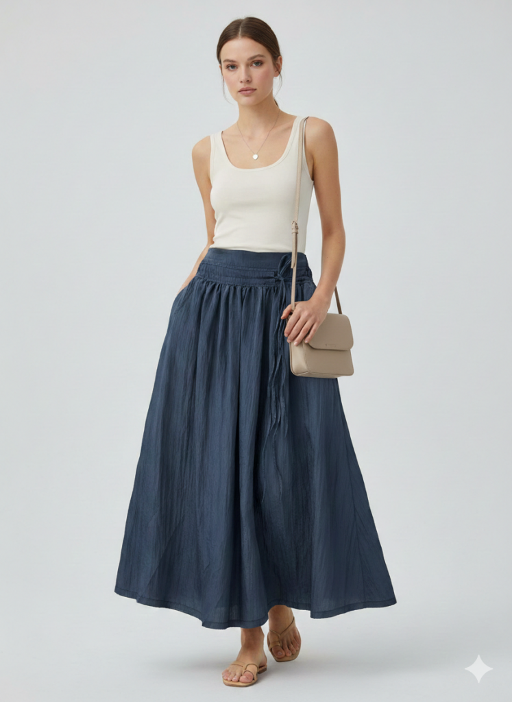 EKOL Parlak Kumaş Etek 3002