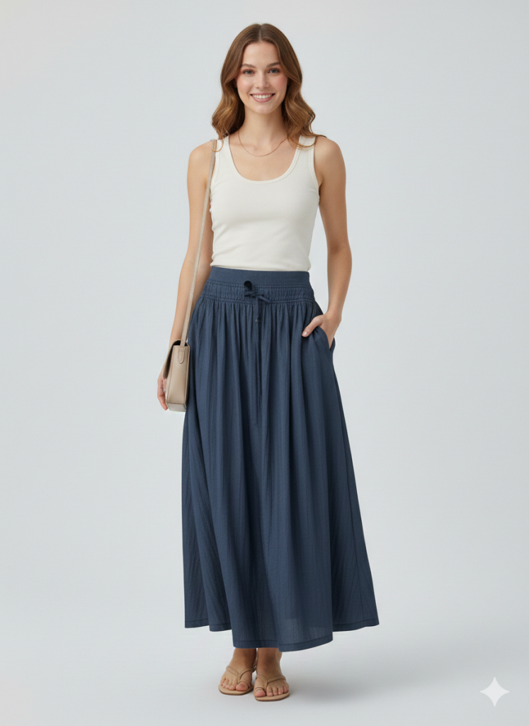 EKOL Parlak Kumaş Etek 3002