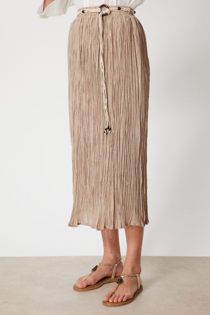 EKOL Süs Kemerli Pamuklu Maxi Etek 3908