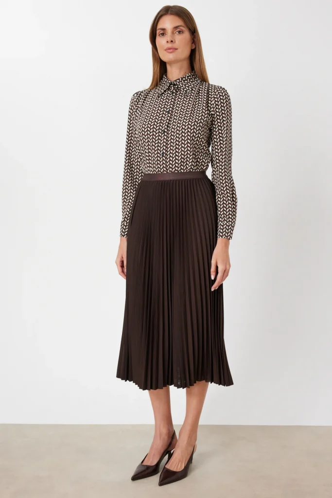 EKOL Ekol Piliseli Midi Etek 3960 - kahve