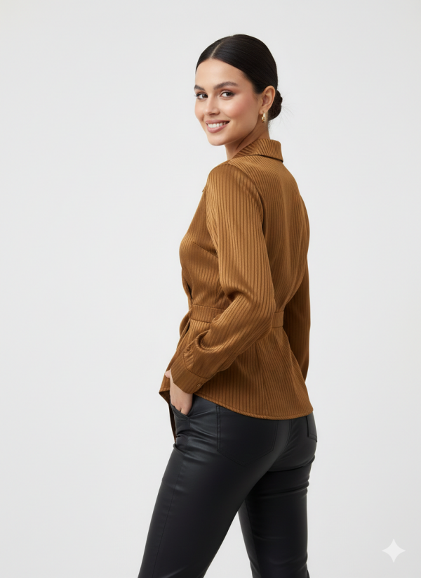 EKOL Yandan Düğmeli Uzun Kol  Bluz 2826