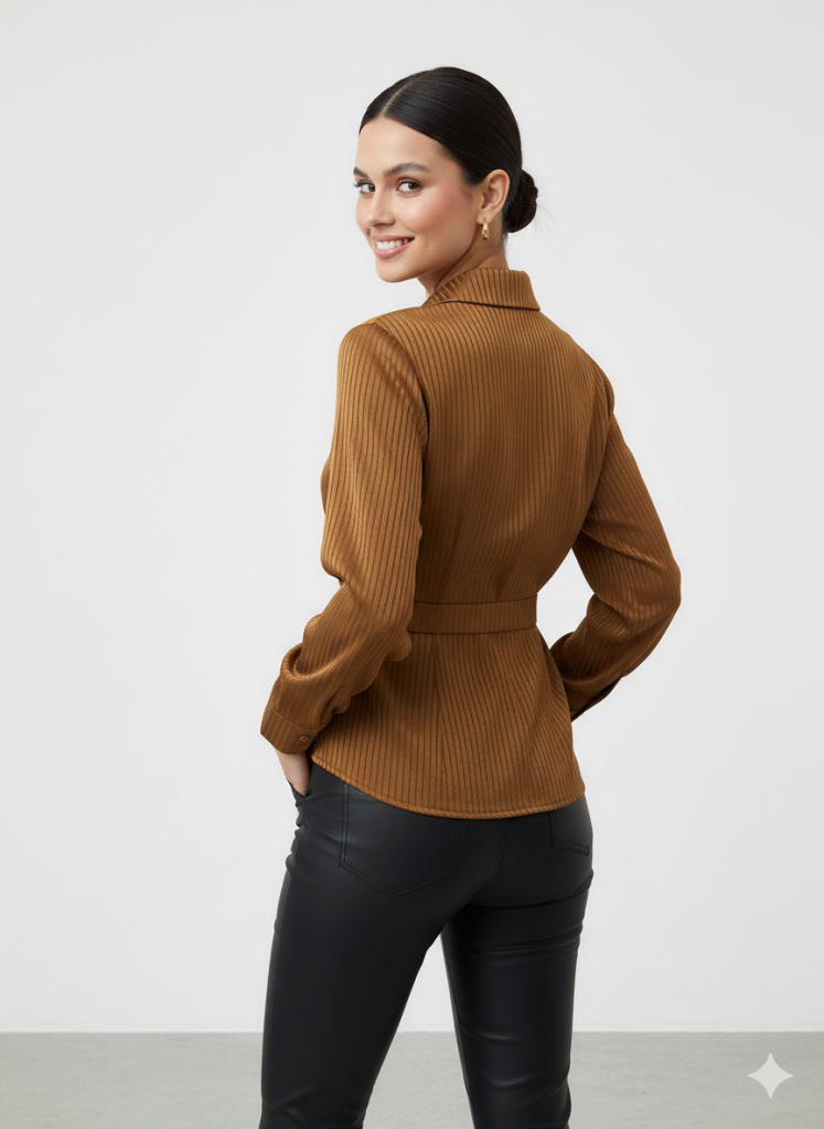 EKOL Yandan Düğmeli Uzun Kol  Bluz 2826