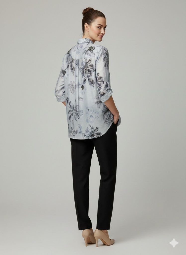 EKOL Taş İşlemeli Desenli Gömlek 2906