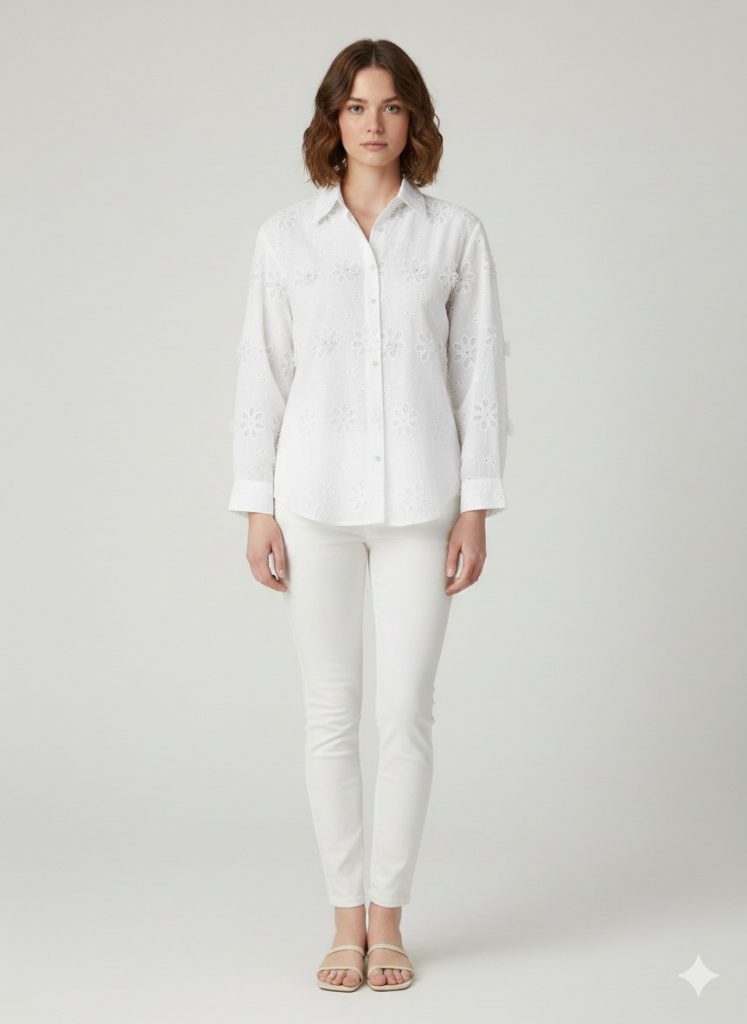 EKOL Çiçek Nakışlı Gömlek 2916