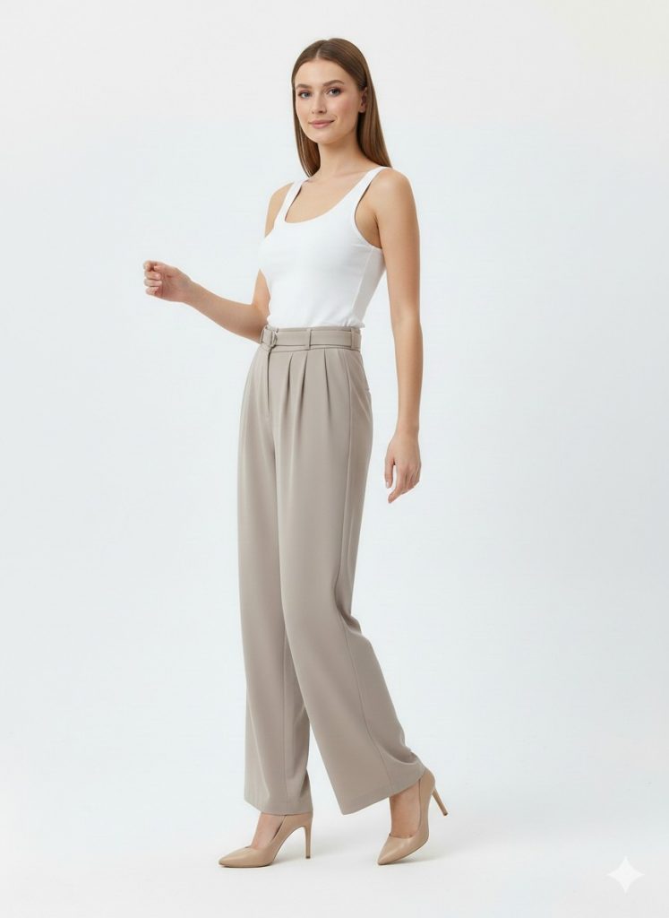 EKOL Kemer Detaylı Pantolon  4128 - KUM