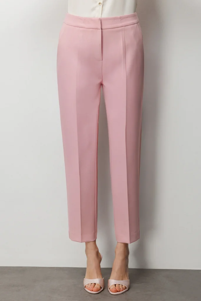 EKOL Dar Paça Dikiş Detaylı Pantolon 1008 - pembe