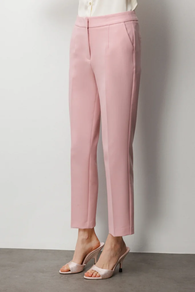 EKOL Dar Paça Dikiş Detaylı Pantolon 1008 - pembe