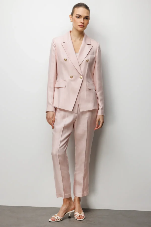 EKOL Süs Metal Düğmeli Dar Paça Pantolon  1032