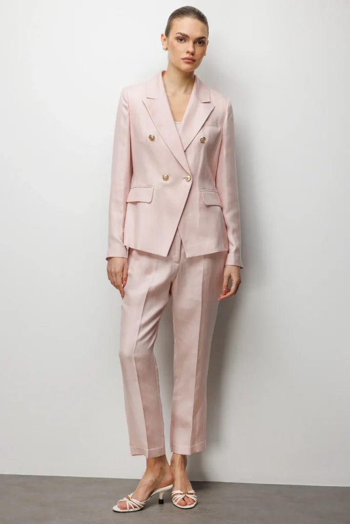 EKOL Süs Metal Düğmeli Dar Paça Pantolon  1032