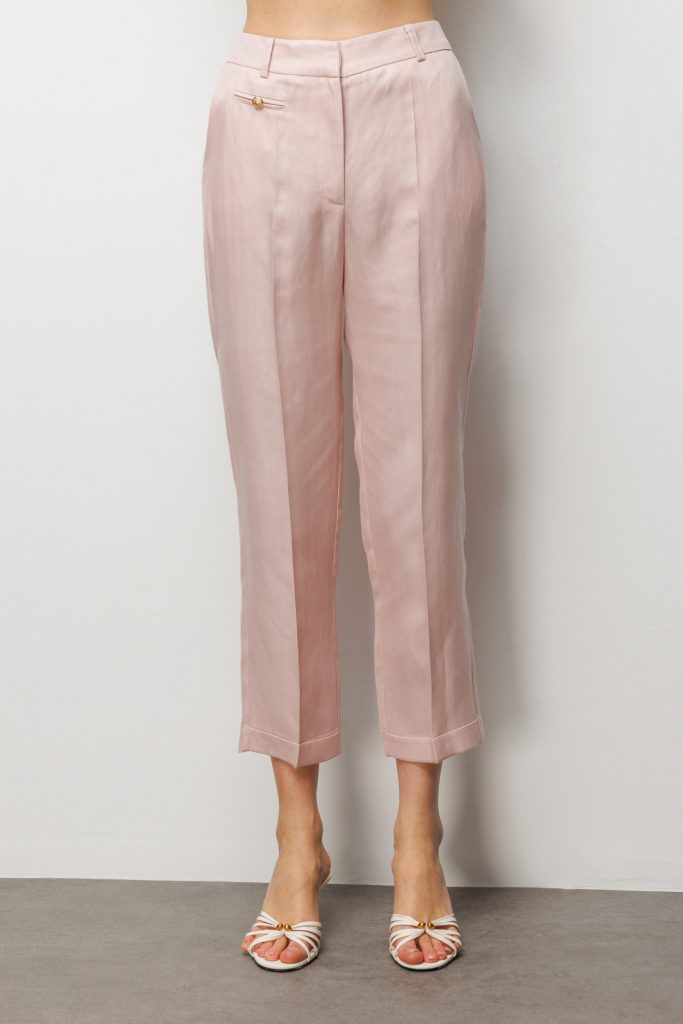 EKOL Süs Metal Düğmeli Dar Paça Pantolon  1032