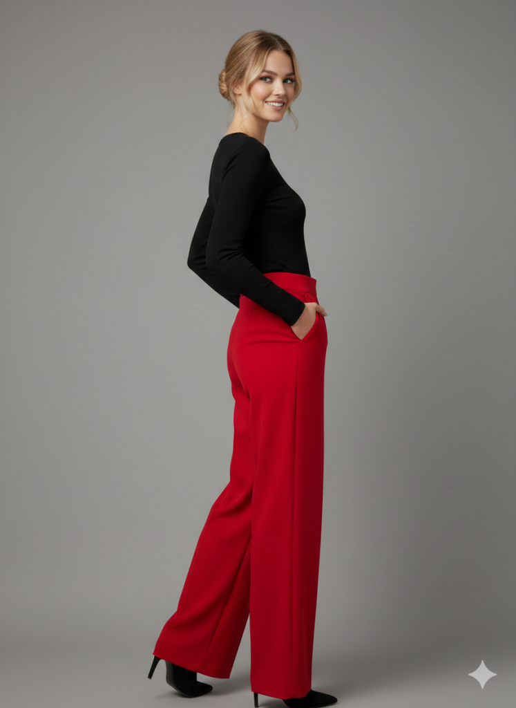 EKOL Klasik Bol Paça Pantolon 1144 - KIRMIZI