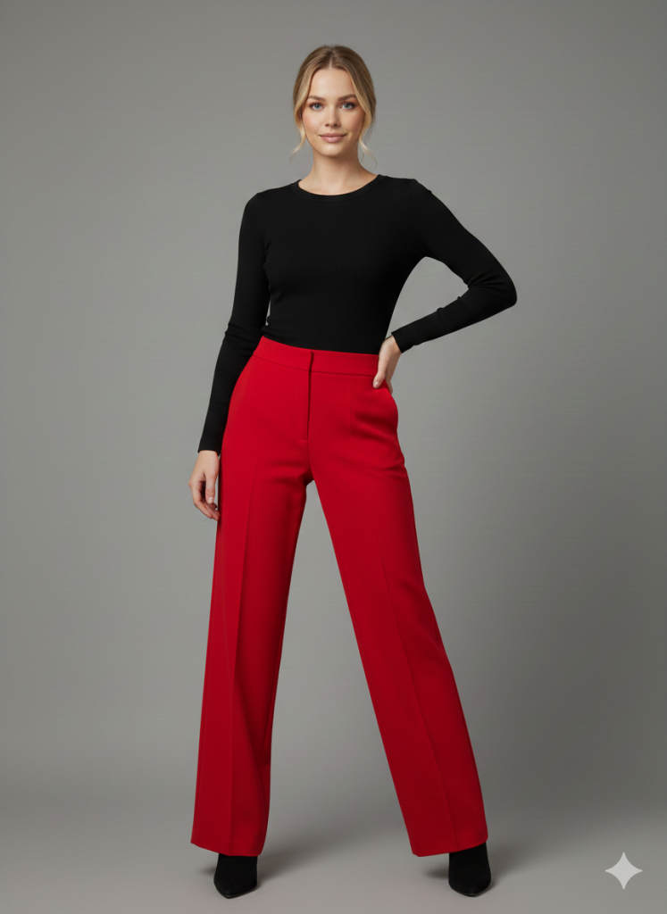 EKOL Klasik Bol Paça Pantolon 1144 - KIRMIZI