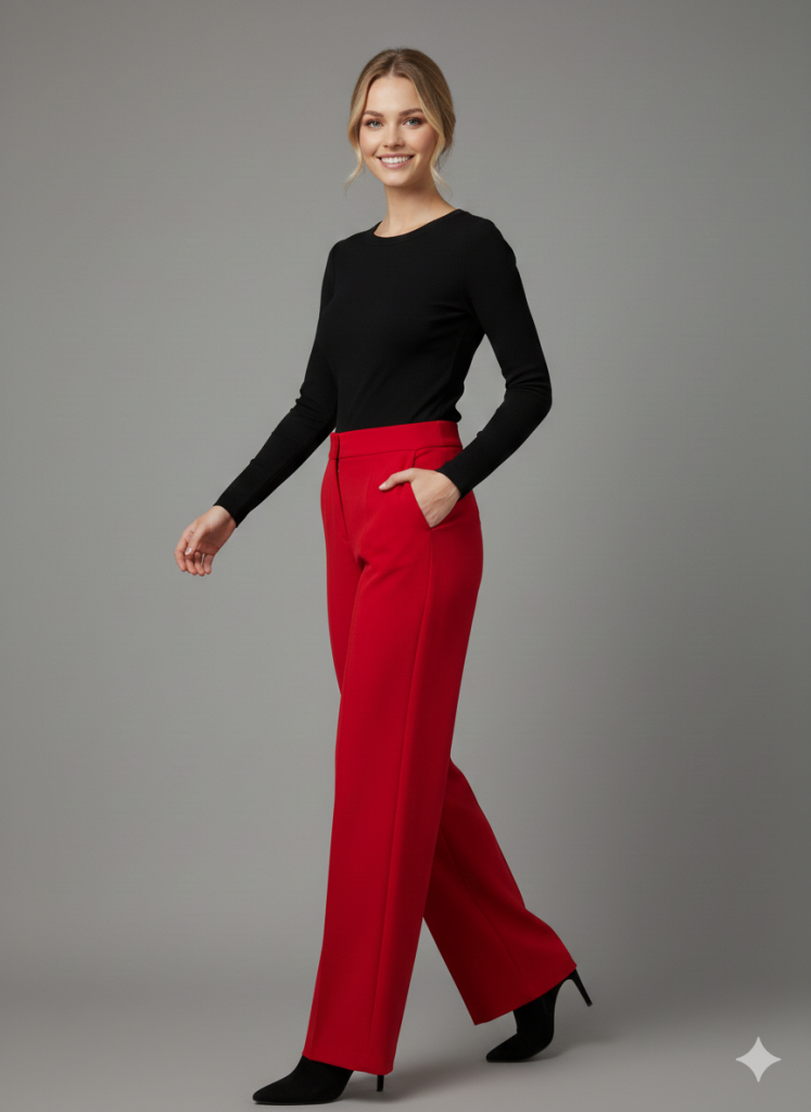 EKOL Klasik Bol Paça Pantolon 1144 - KIRMIZI