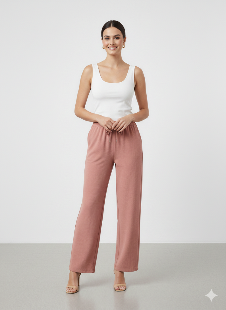 EKOL Beli Lastikli Bol Paça Pantolon 1204