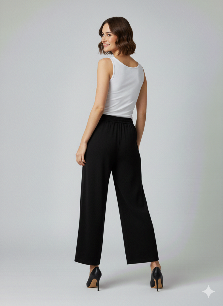 EKOL Beli Lastikli Bol Paça Pantolon 1604 - Siyah