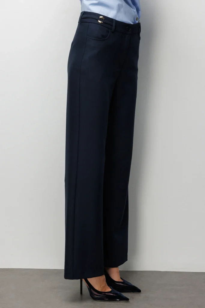 EKOL Beli Metal Aksesuarlı Bol Paça Pantolon  4010