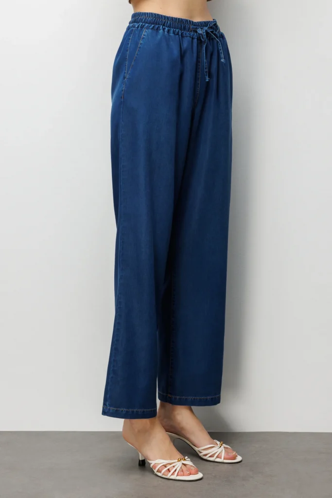 EKOL Beli Bağcıklı Bol Paça Pantolon 4090