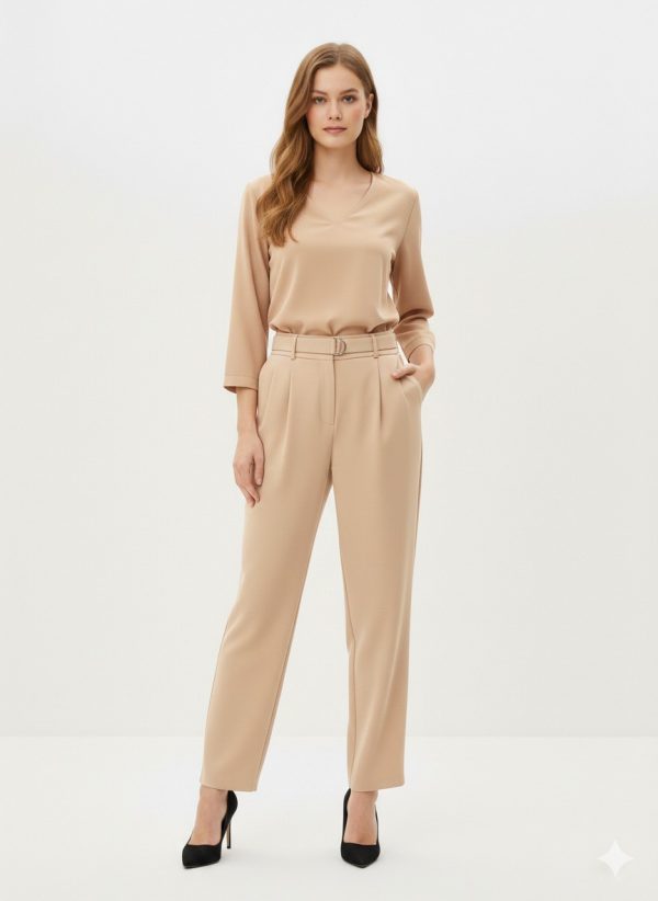 EKOL Kemer Detaylı Kadın Pantolon 4128