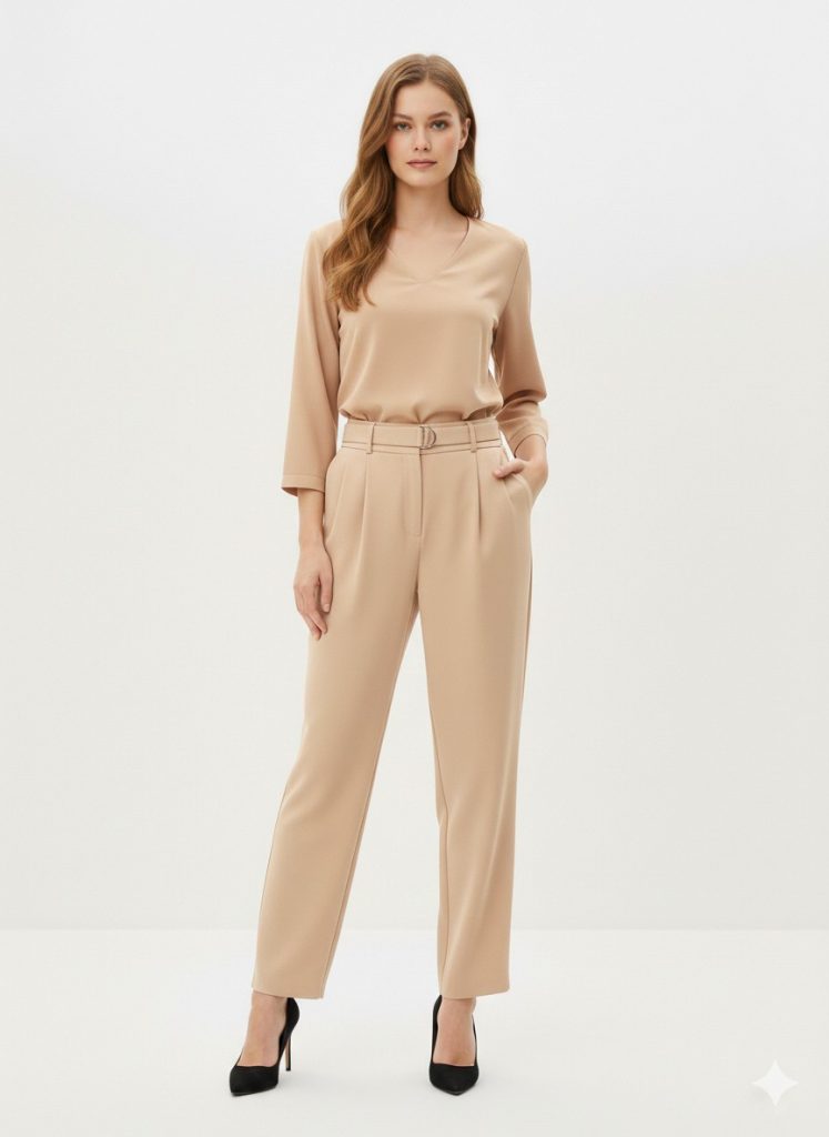 EKOL Kemer Detaylı Kadın Pantolon 4128