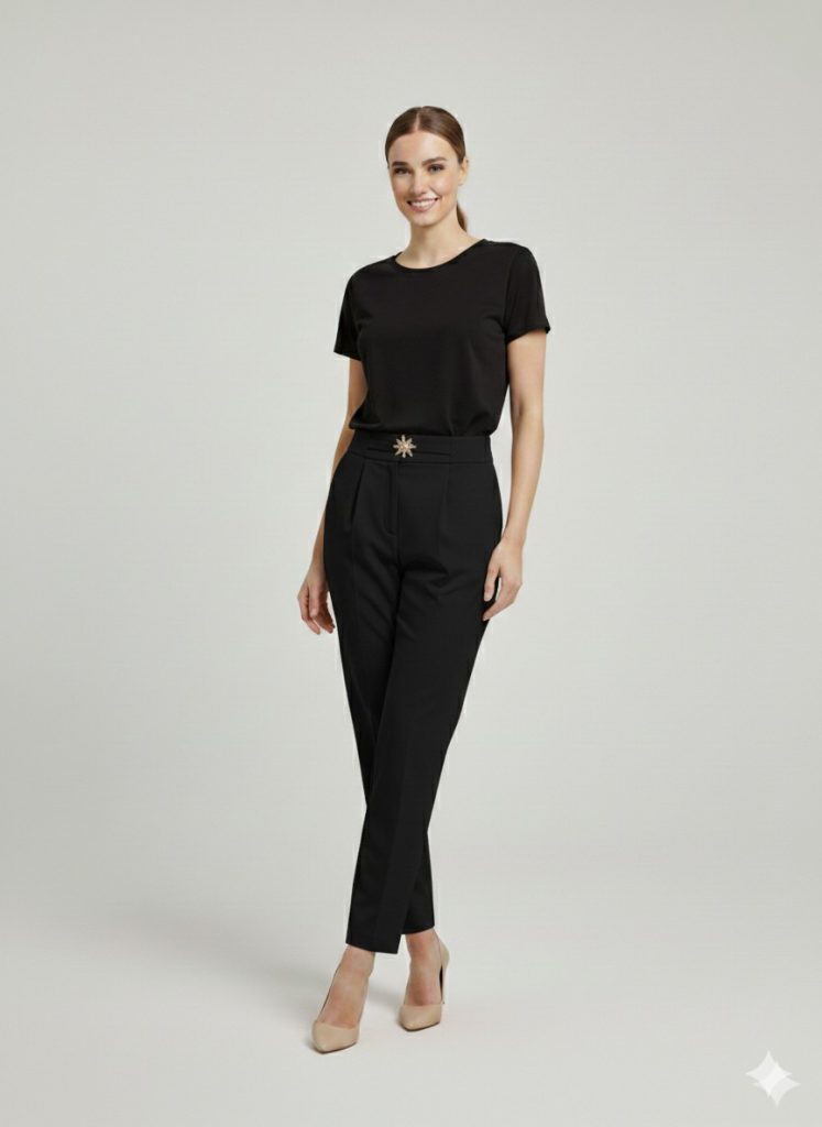 EKOL Toka Detaylı Pantolon 4130 - Siyah