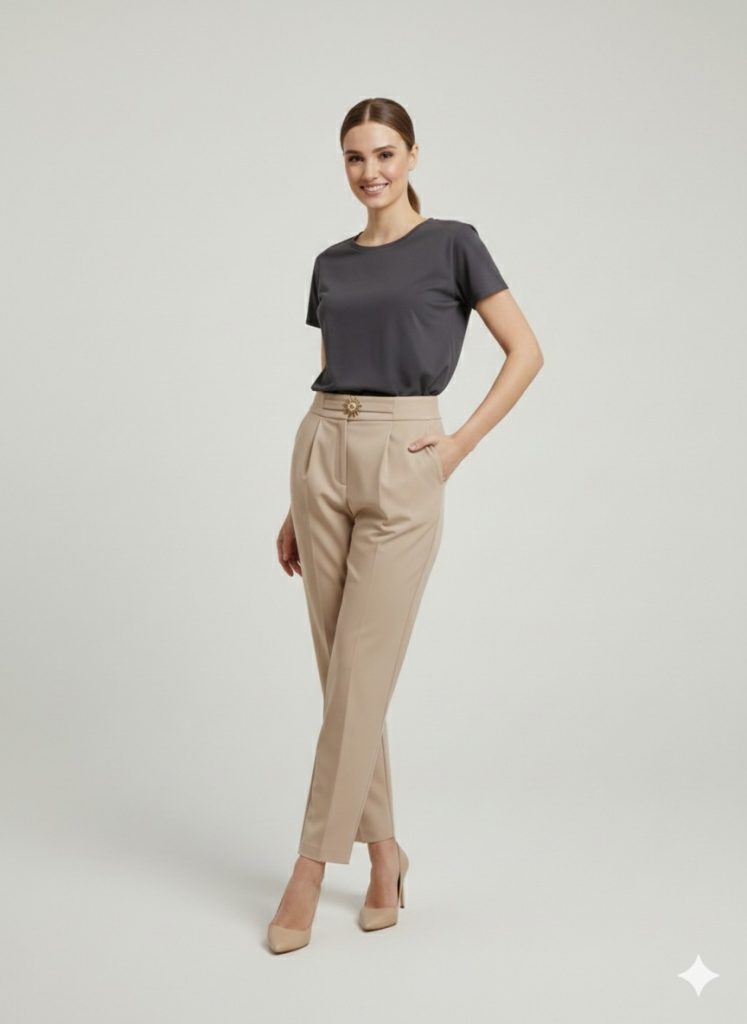 EKOL Toka Detaylı Pantolon 4130 - KUM