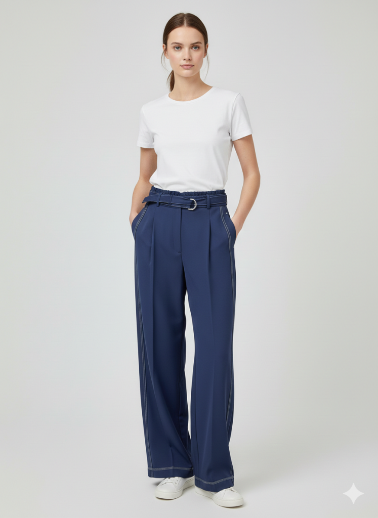 EKOL Yanları Dikiş Detaylı Kemerli Pantolon 4134