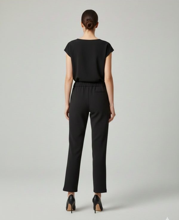 EKOL Paçası Dantel Detaylı Pantolon 4922 - Siyah