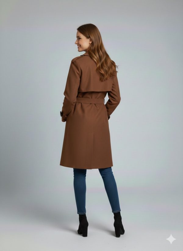 EKOL Kemer Detaylı Trençkot 7006 - kakao