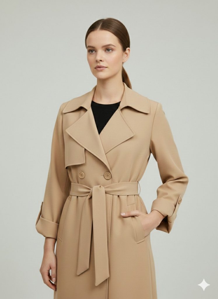 EKOL Beli Kuşaklı Trençkot 7022 - KUM