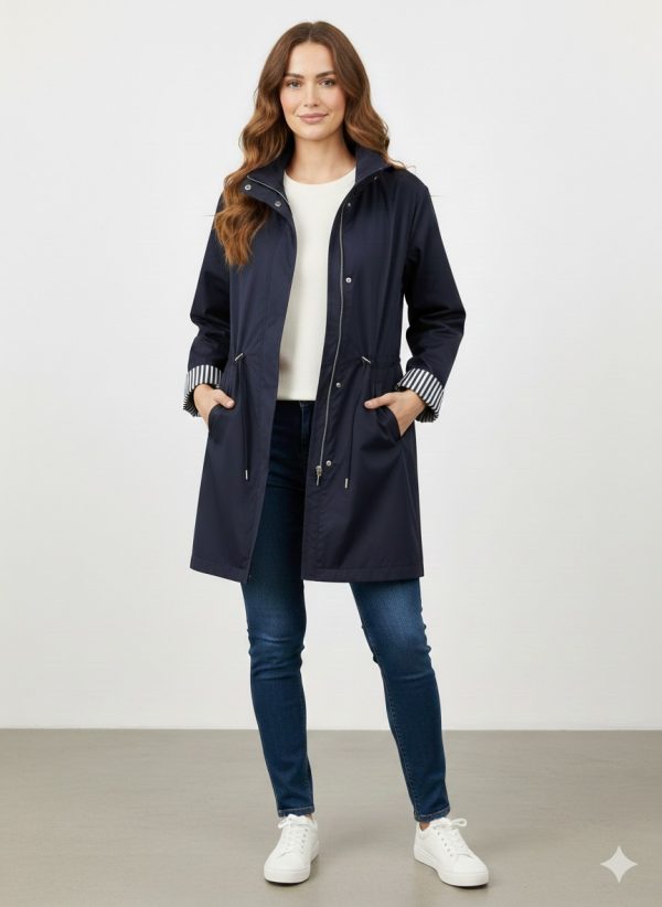 EKOL Kolları Katlamalı Fermuarlı Trenç 7042