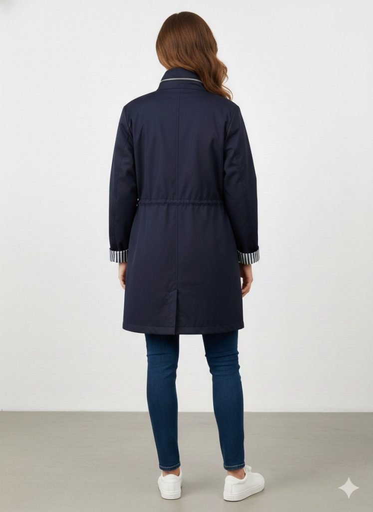 EKOL Kolları Katlamalı Fermuarlı Trenç 7042