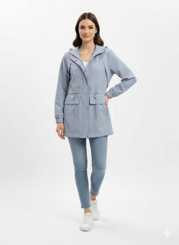 EKOL Beli Lastikli Midi Boy Trenç 7046