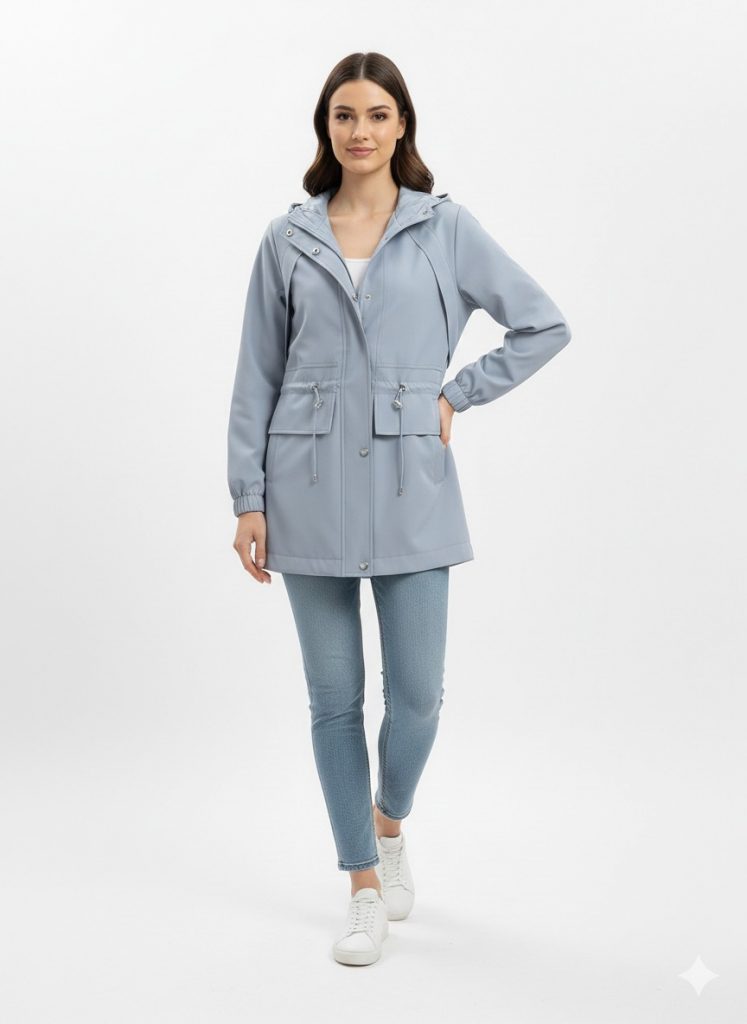 EKOL Beli Lastikli Midi Boy Trenç 7046