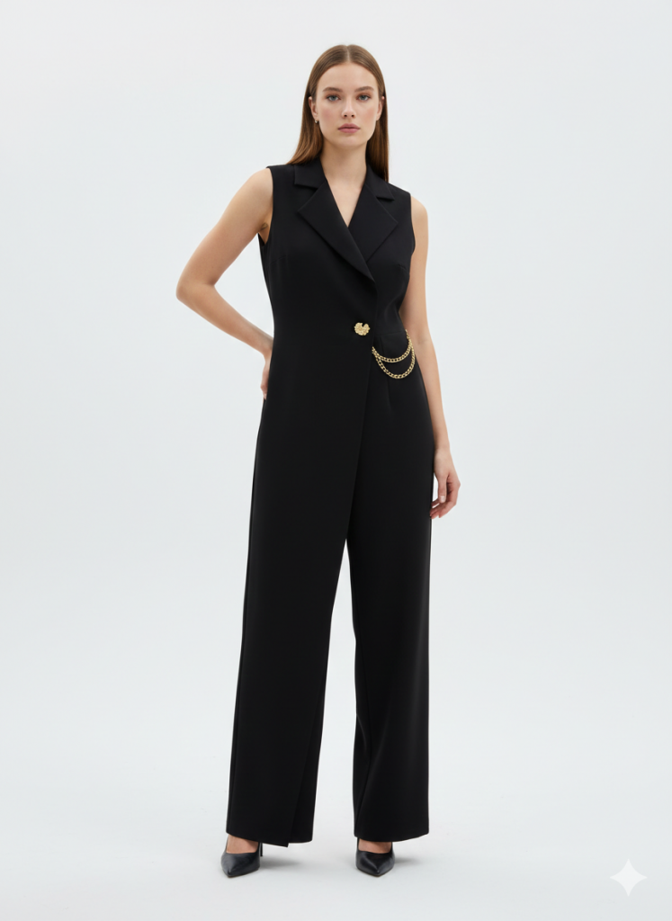 EKOL Broş Ve Zincir Aksesuarlı Tulum  6442