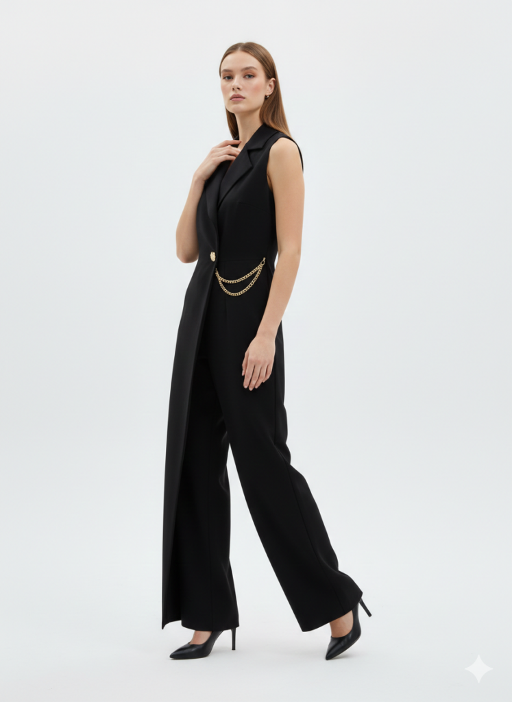 EKOL Broş Ve Zincir Aksesuarlı Tulum  6442