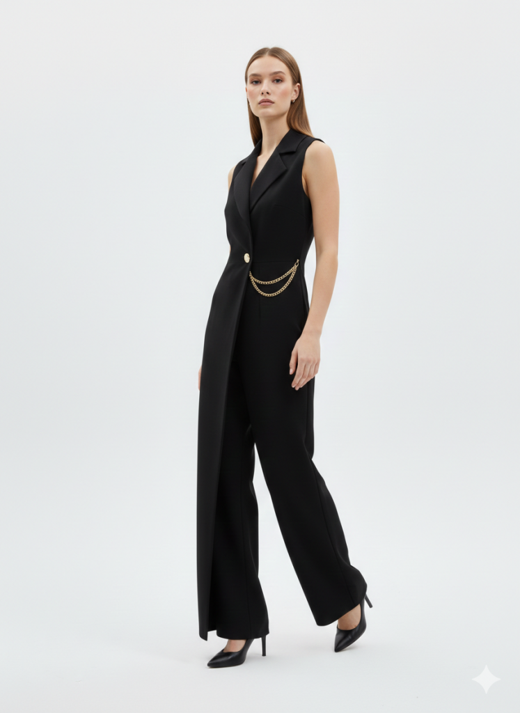 EKOL Broş Ve Zincir Aksesuarlı Tulum  6442