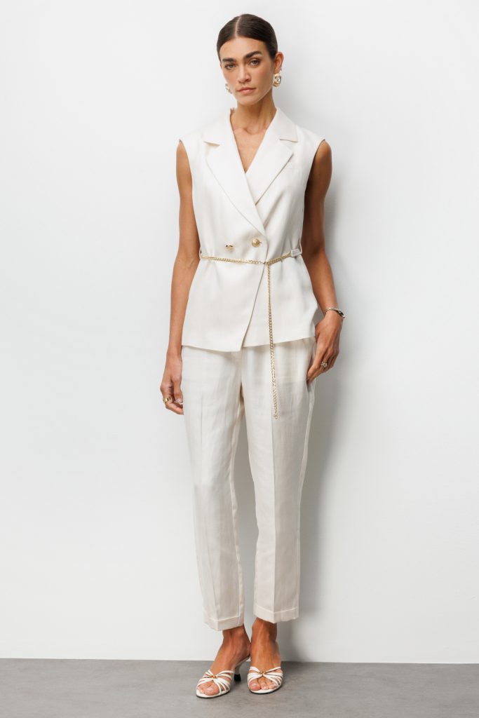 EKOL Beli Zincir Kemerli Kruvaze Yelek 1028