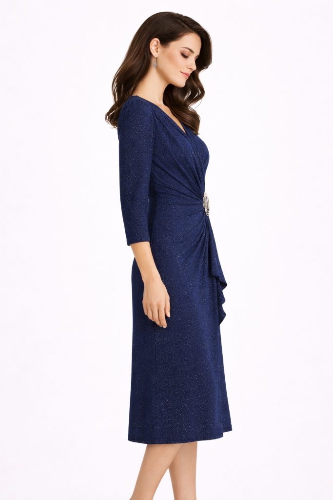 GİLDA Aksesuarlı V Yaka Elbise 8027 B.B