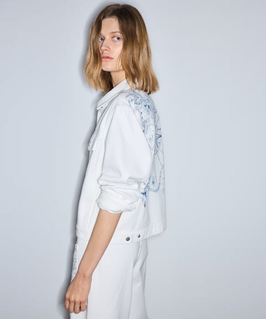 İPEKYOL Nakışlı ve görsel baskılı Ceket IS1260005049 - Beyaz