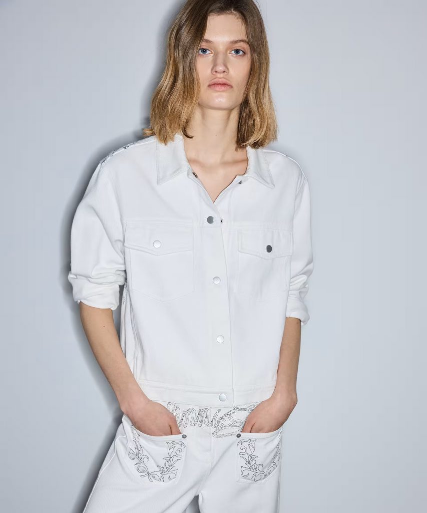 İPEKYOL Nakışlı ve görsel baskılı Ceket IS1260005049 - Beyaz