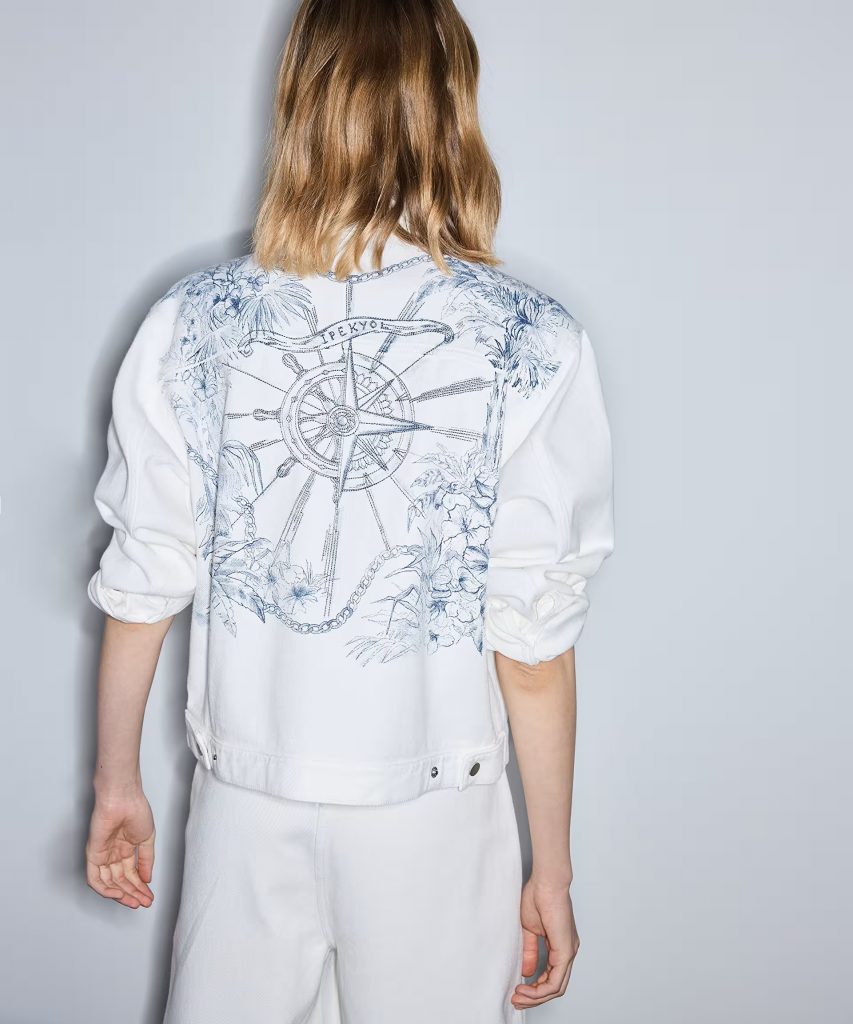 İPEKYOL Nakışlı ve görsel baskılı Ceket IS1260005049 - Beyaz