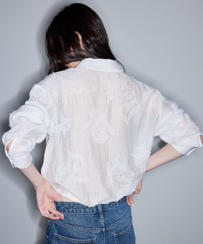 İPEKYOL Nakış Aplikeli Gömlek IS1260025151 - Beyaz