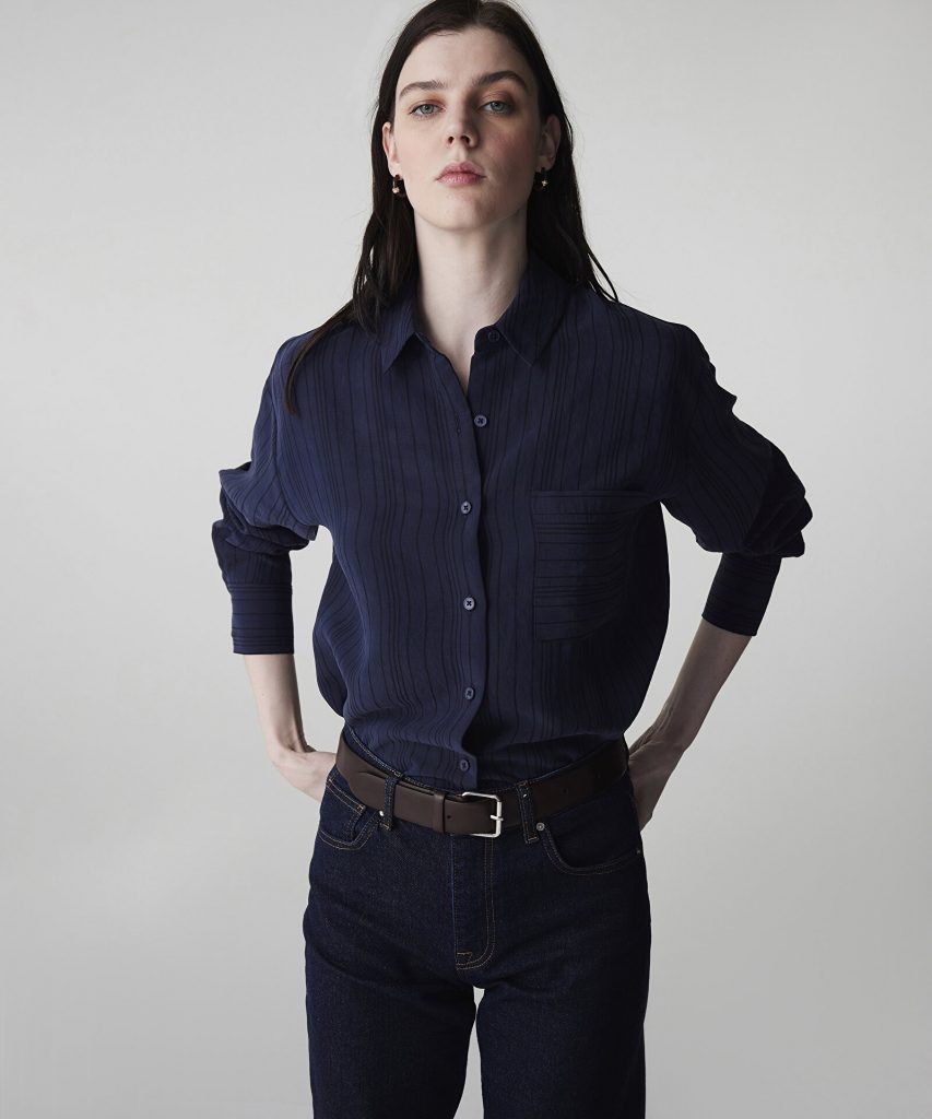 İPEKYOL Çizgi Jakarlı Gömlek IS1260025157