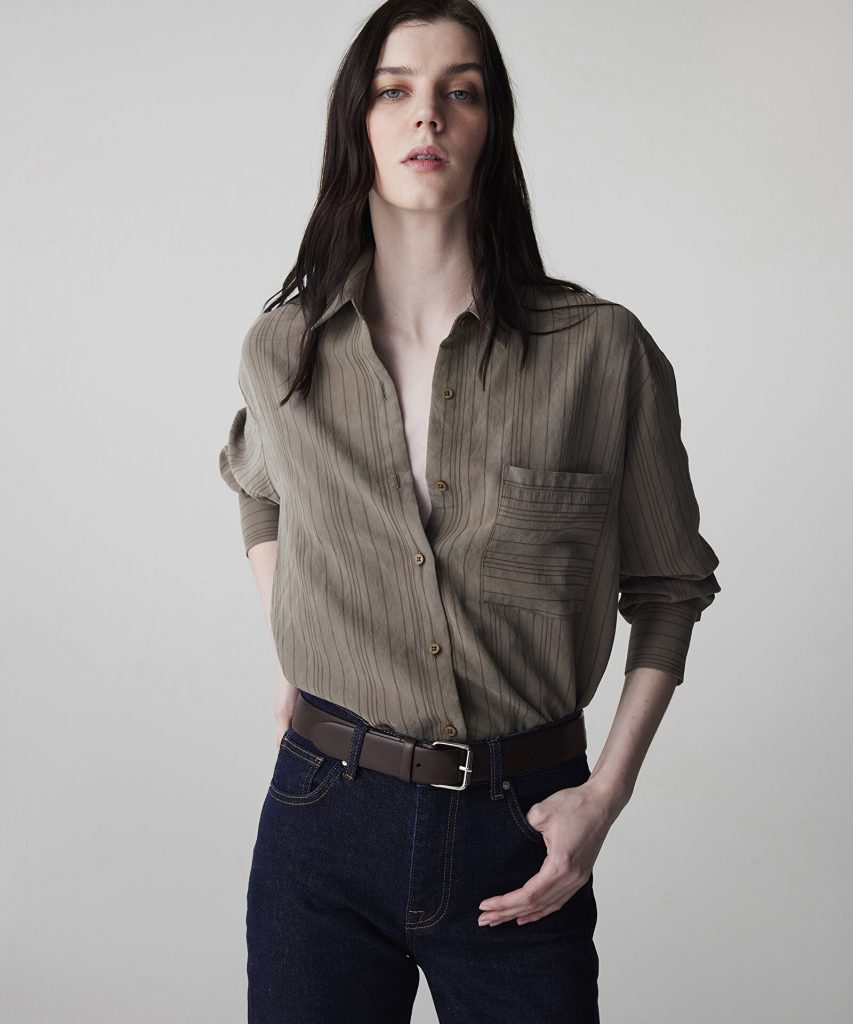 İPEKYOL Çizgi Jakarlı Gömlek IS1260025157 - HAKİ