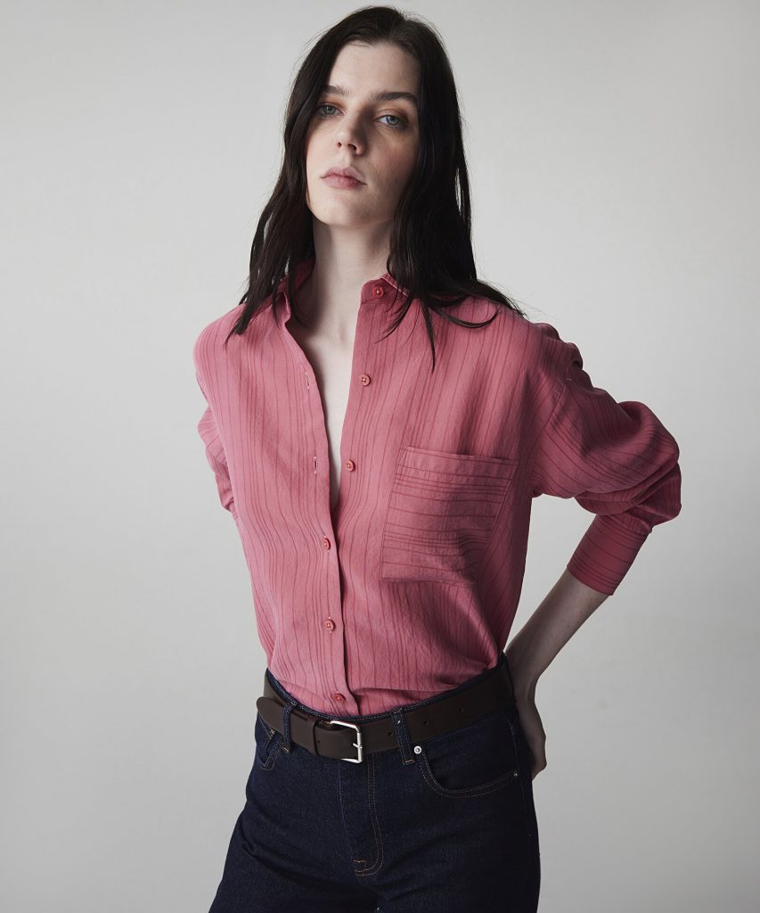 İPEKYOL Çizgi Jakarlı Gömlek IS1260025157 - GÜL KURUSU