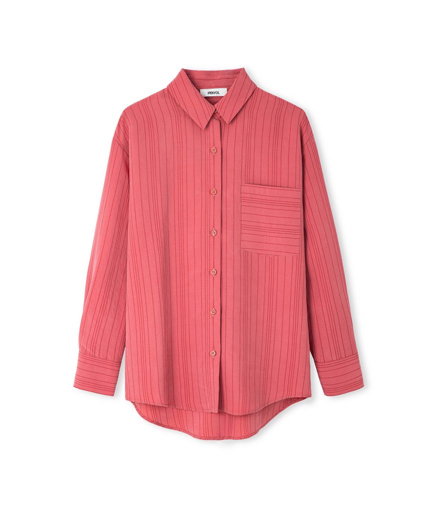 İPEKYOL Çizgi Jakarlı Gömlek IS1260025157 - GÜL KURUSU
