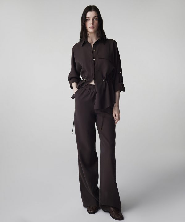 İPEKYOL Elastik bel wide leg fit pantolon IS1260003156