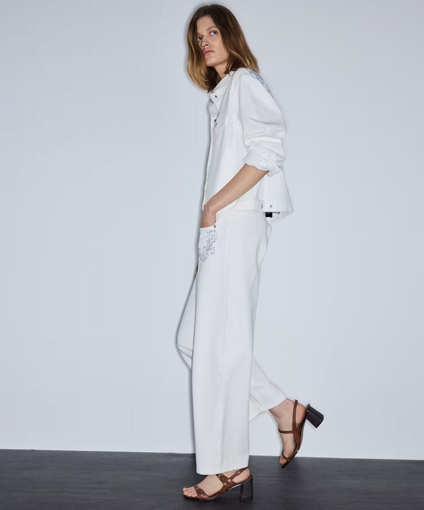 İPEKYOL Nakışlı barrel fit pantolon IS1260018001 - Beyaz